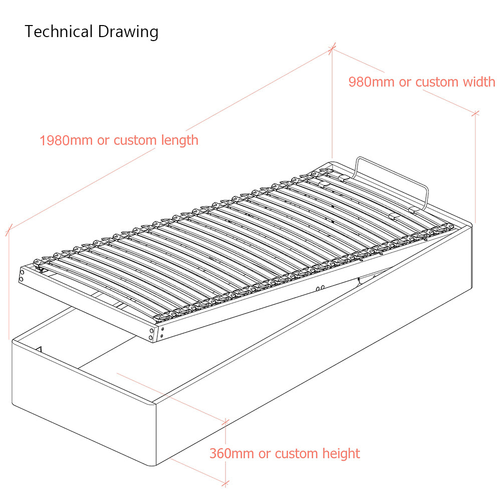 Langham 3ft Single Upholstered Lift-Up Ottoman Bed Frame